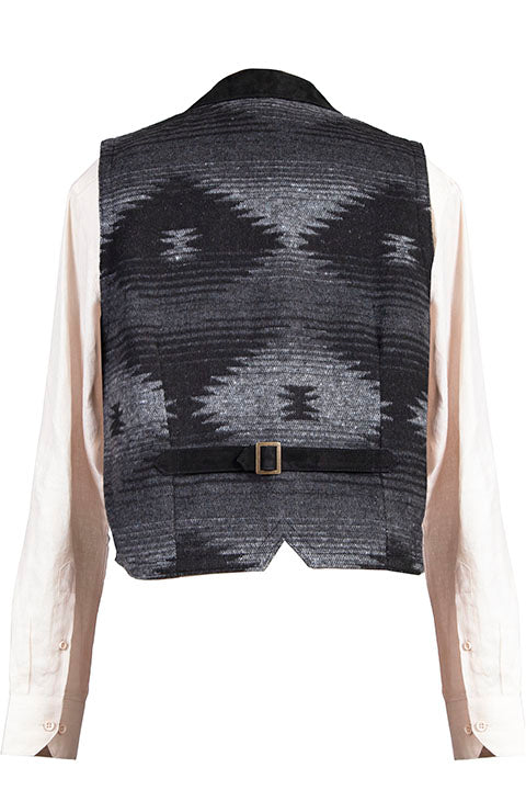 Men's Leather Vest Collection: Scully Western Southwest Print Back