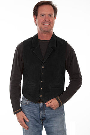 Men's Leather Vest Collection: Scully Western Southwest Print Back