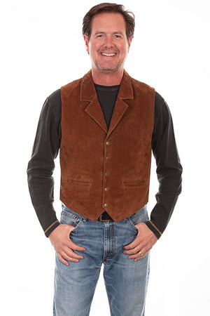 Men's Leather Vest Collection: Scully Western Southwest Print Back