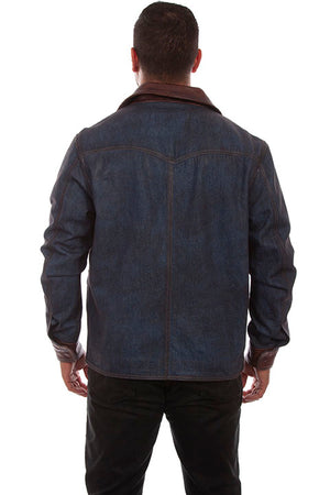 Men's Scully Denim and Leather Trim Jacket Back