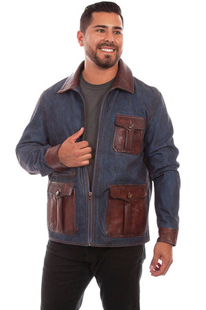 Men's Scully Denim and Leather Trim Jacket Front