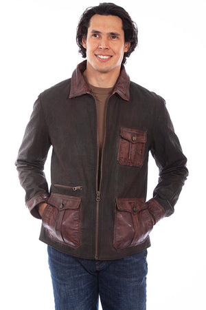 Scully Men's Canvas and Leather Trim Jacket Front