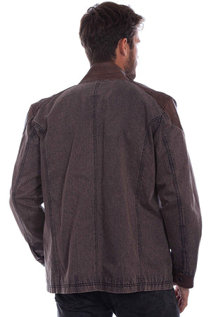 Men's Scully Canvas with Leather Trim Jacket Back Chocolate