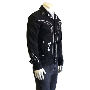 Vintage Inspired Western Jacket Mens Rockmount Ranch Wear Bolero Musical Notes Side Modeled