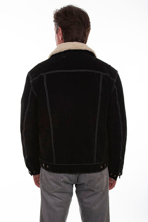Scully Men's Leather Jacket Denim Style with Shearling Black Back