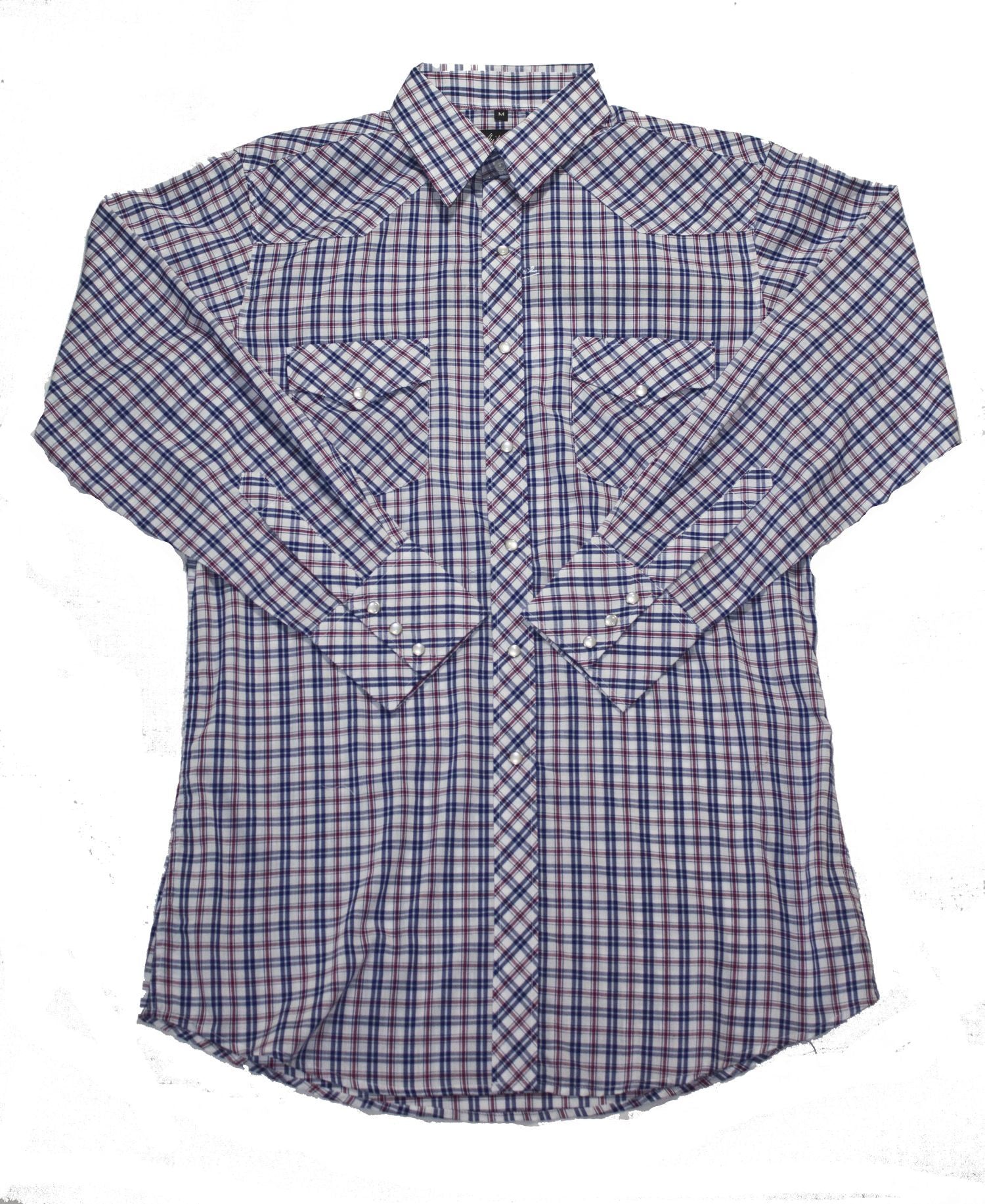 White Horse Apparel Men's Western Shirt Plaid Red Blue