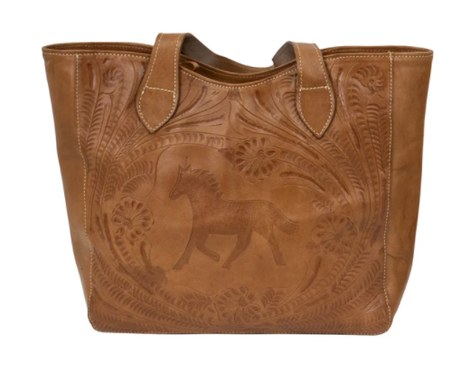 American West Handbag Concealed Carry Tote Equestrian Distressed Charcoal Front