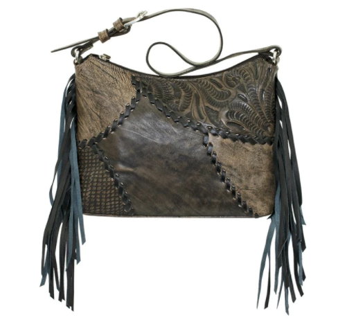 American West Handbag Gypsy Patch Shoulder Charcoal