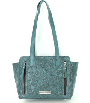 American West Blue Ridge Collection Concealed Carry Zip Top Tote Dark Turquoise Back