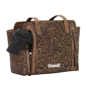 American West Blue Ridge Collection Concealed Carry Zip Top Tote Distressed Charcoal Back