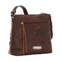 American West Handbag Saddle Ridge Collection: Zip Top Shoulder Chestnut Brown Back