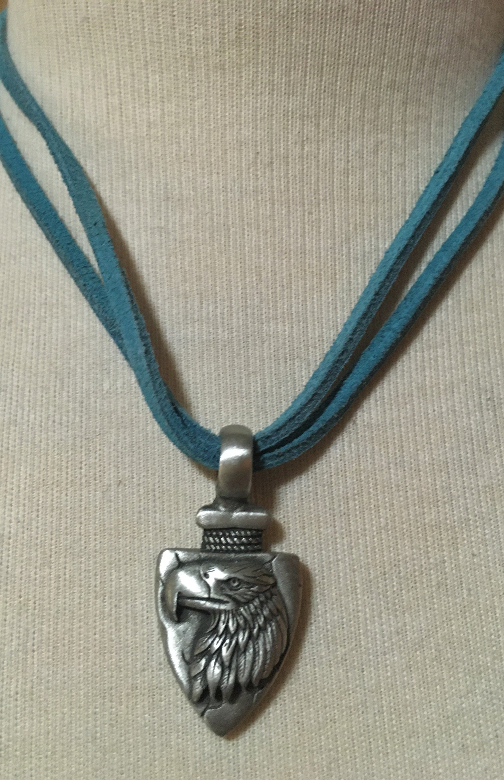 Double Leather Thong Necklace with Eagle