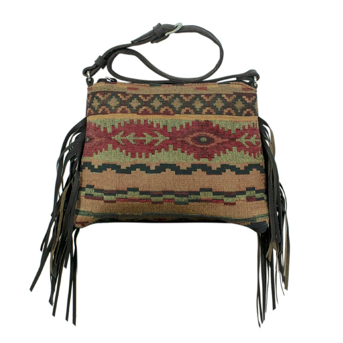 American West Tapestry Print Shoulder With Fringe Front