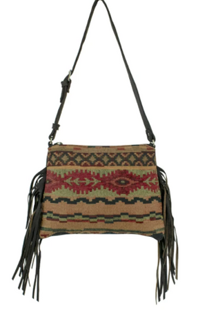 American West Tapestry Print Shoulder With Fringe Front