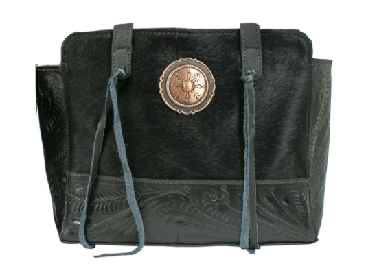 American West Handbag Hair on Hide Tote Concealed Carry Black