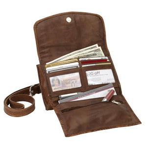 America West Handbag Texas Two Step Collection: Crossbody Walnut Leather with Pony Print Interior