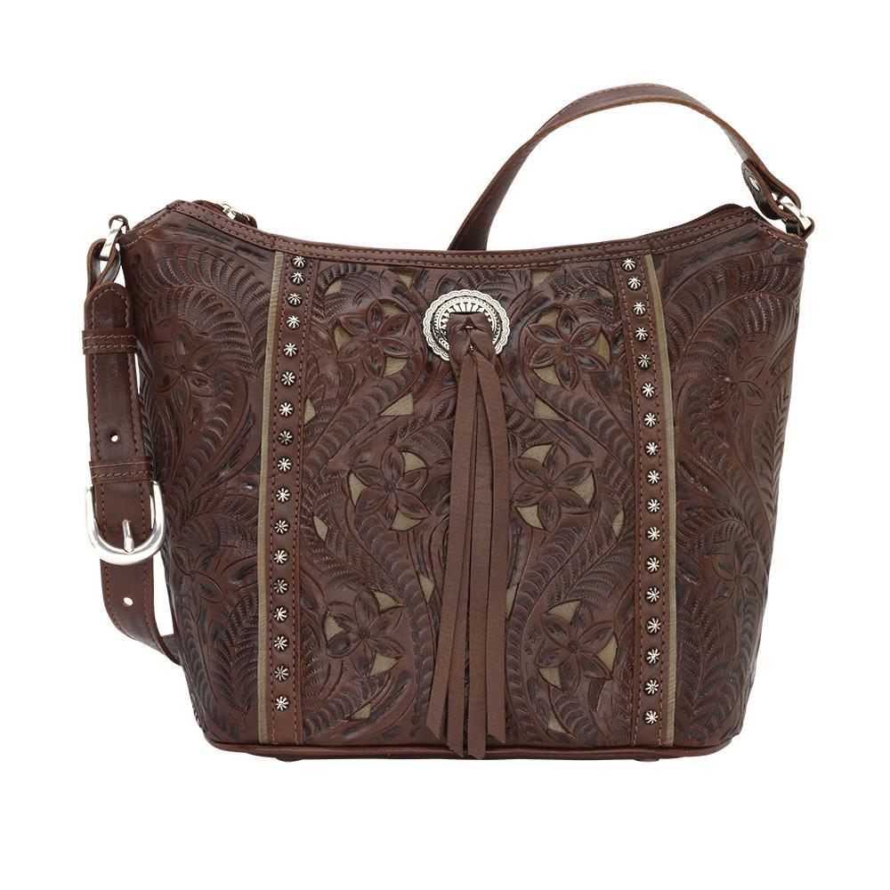 American West Handbag Hill Country Collection Chestnut Brown Tote Front