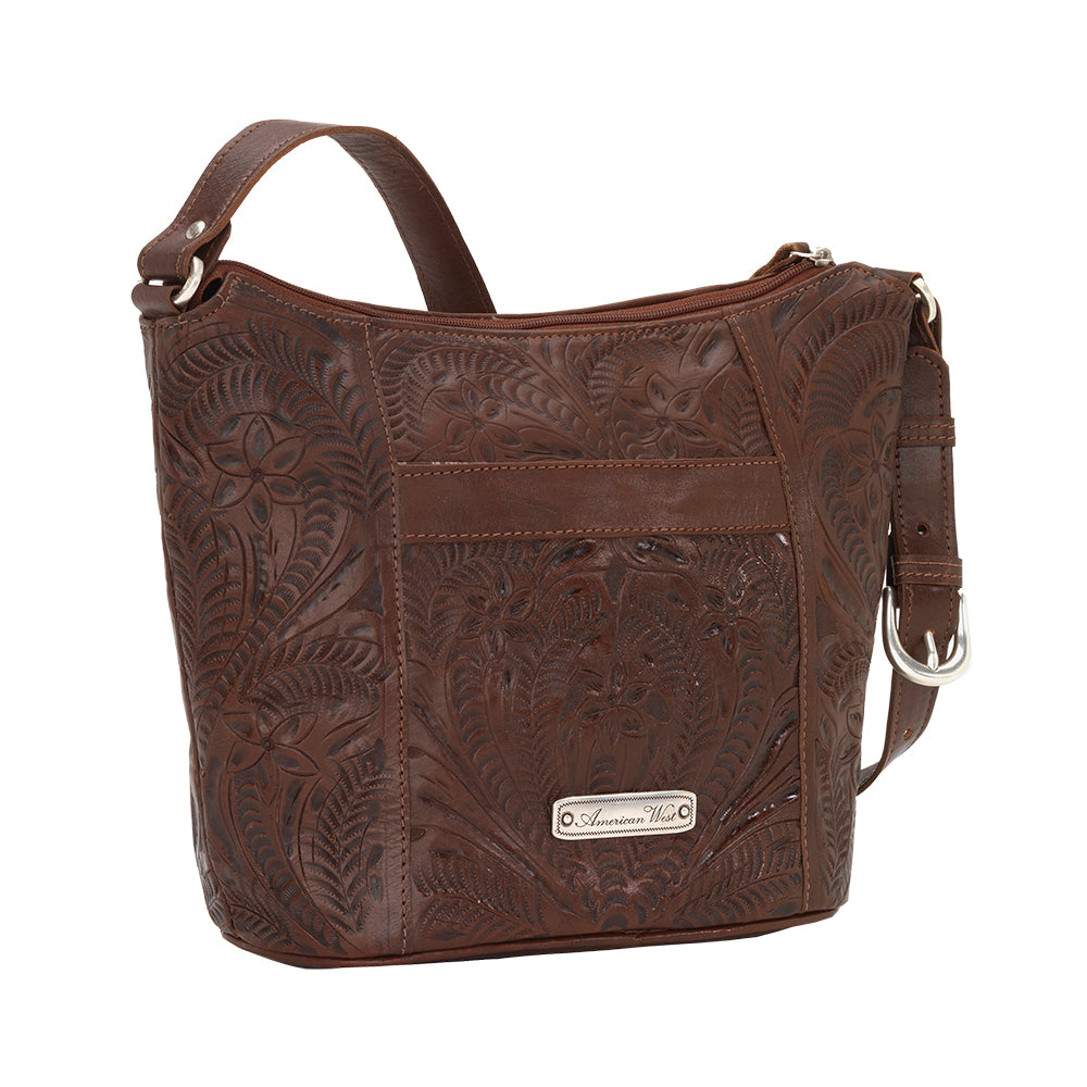 American West Handbag Hill Country Collection Chestnut Brown Tote Back