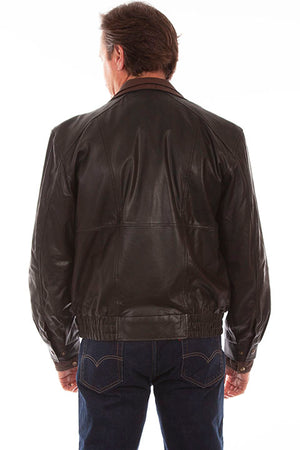 Scully Mens Featherlite Leather Jacket, Black Front View