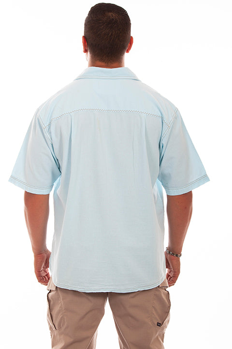 Farthest Point Collection Traveler Short Sleeve Aqua Sky Front