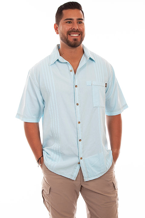 Farthest Point Collection Traveler Short Sleeve Aqua Sky Front