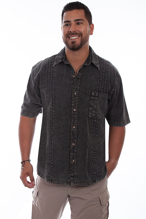 Farthest Point Collection Traveler Short Sleeve Distressed Black Front