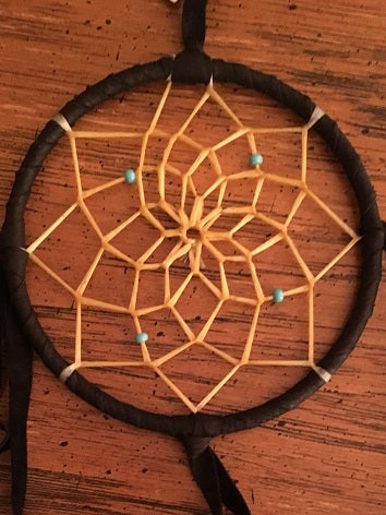 Authentic Navajo Dream Catcher 4 Inch Black Wrap