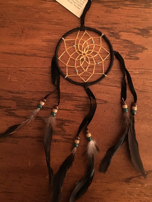 Authentic Navajo Dream Catcher 4 Inch Black Wrap
