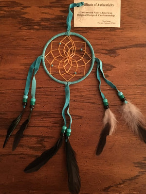 Authentic Navajo Dream Catcher 4" Turquoise Wrap