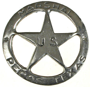 Old West Historic Replica Badge: US Marshal Pecos Texas Star
