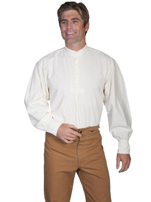 Scully Mens Rangewear Old West Shirt Bib Front with Pleats Natural Front