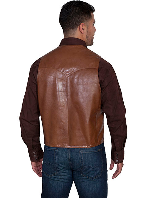 Scully Men's Lambskin Vest Chocolate Back