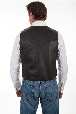 Scully Men's Western Snap Front Lamb Vest, Black, Back View