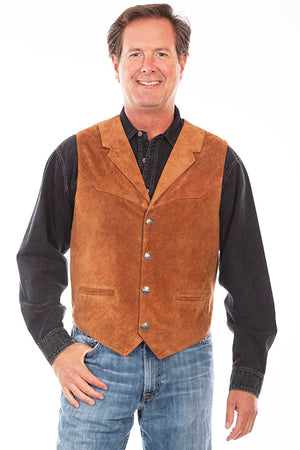 Scully Men's Suede Four Snap Vest Old Rust Front