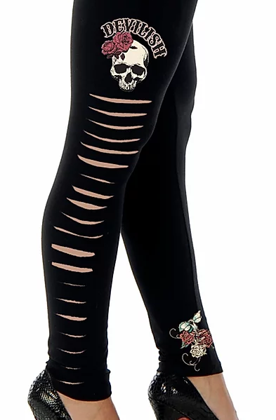 Liberty Wear Ladies' Leggings Devilish Skull #5106