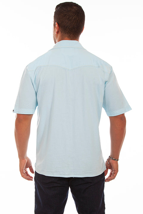 Men's Farthest Point Collection Shirt: Short Sleeve Palm Trees Aqua ...