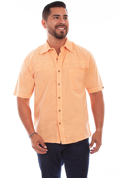 Farthest Point Collection Short Sleeve Palm Tree Papaya Front