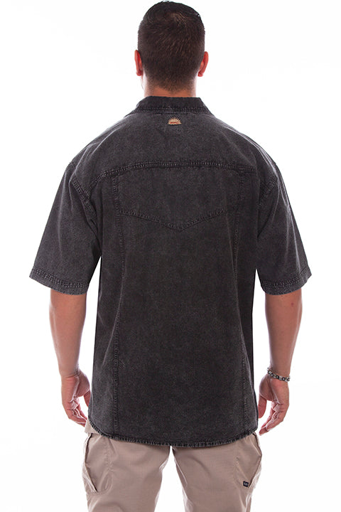 Farthest Point Collection Short Sleeve Trac Shirt Black Distressed Back