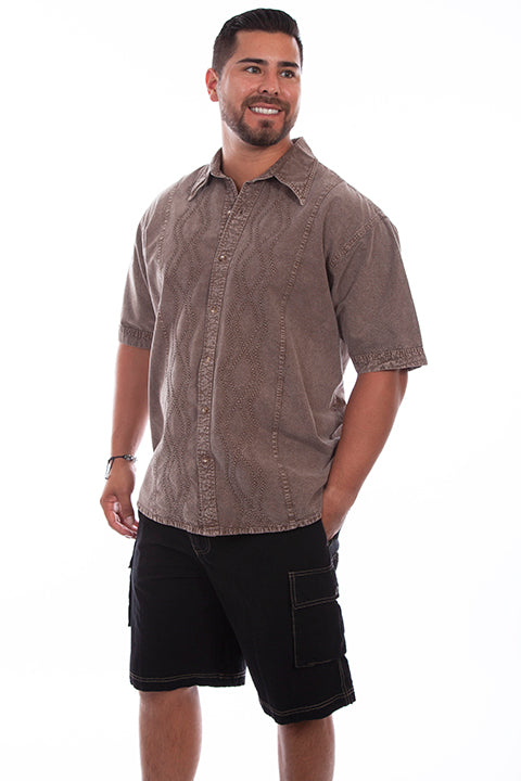 Farthest Point Collection Short Sleeve Trac Shirt Distressed Latte Front