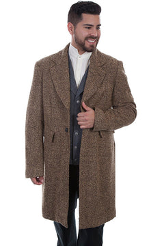 Men's Old West Collection Coat: Wahmaker Frock Brown Herrringbone