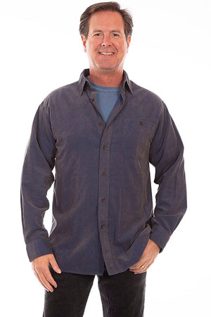 Scully Farthest Point Men's Blue Corduroy Shirt Front