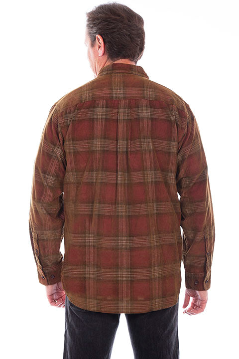 Scully Farthest Point Men's Corduroy Plaid Jacket Wine Brown Front