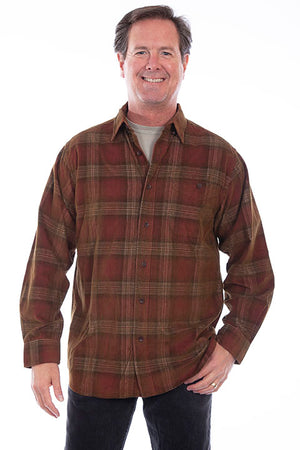 Scully Farthest Point Men's Corduroy Plaid Jacket Wine Brown Front