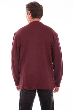 Scully Farthest Point Men's Rib Knit Henley Burgundy Back