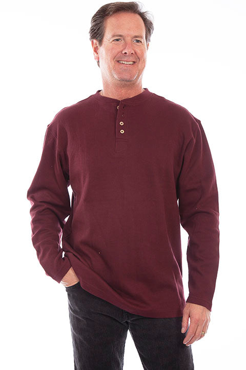 Scully Farthest Point Men's Rib Knit Henley Burgundy Front