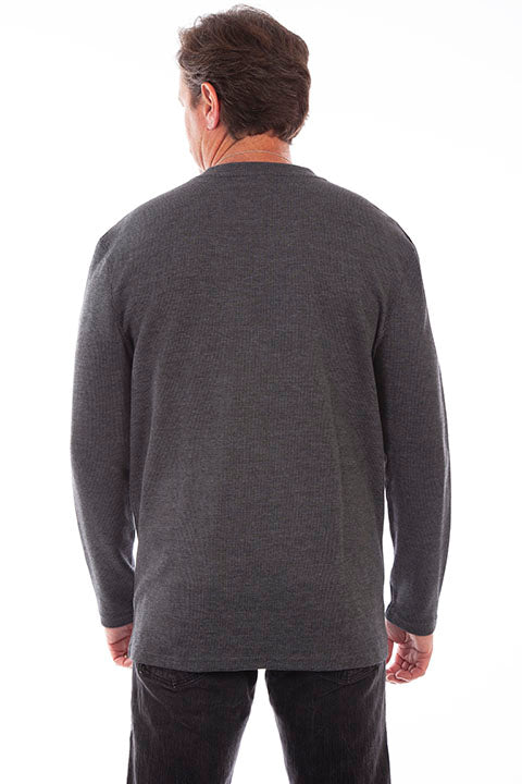 Scully Farthest Point Men's Rib Knit Henley Charcoal Back