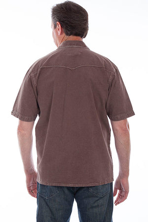 Scully Men's Farthest Point Short Sleeve Latte Shirt with Cowboys Back