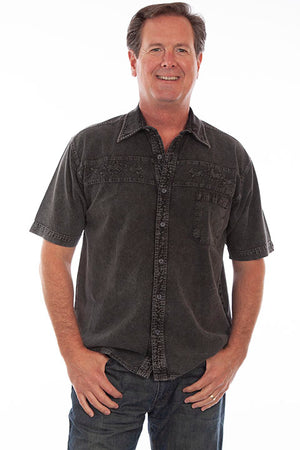 Scully Men's Farthest Point Short Sleeve Embroidered Horses Shirt Front