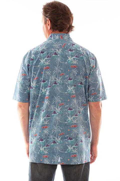 Scully Men's Farthest Point Hawaiian Blue Print Back