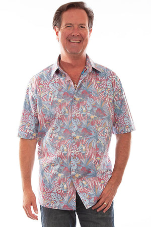 Scully Men's Farthest Point Hawaiian Print Red Front 